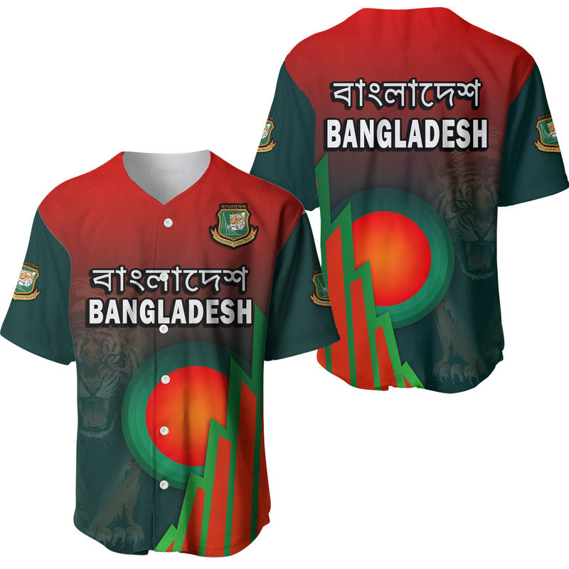 Bangladesh Bangla Tigers Cricket Baseball Jersey Tigers and Bangladesh Flag LT9 - Shopicos