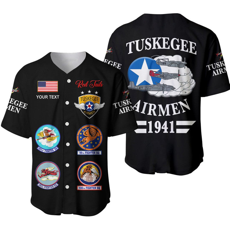 (Custom Personalised) Tuskegee Airmen Baseball JerseyThe Red Tails Simple Style - Black LT8 - Shopicos