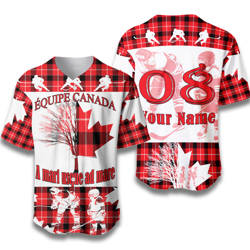 (Custom Personalised) Fathers Day - Canada Hockey Baseball Jersey - Maple Leaf Tartan LT9 - Shopicos