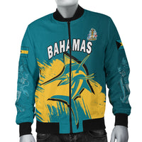 (Custom Personalised) Bahamas Bomber Jacket Blue Marlin With Bahamian Coat Of Arms - Shopicos
