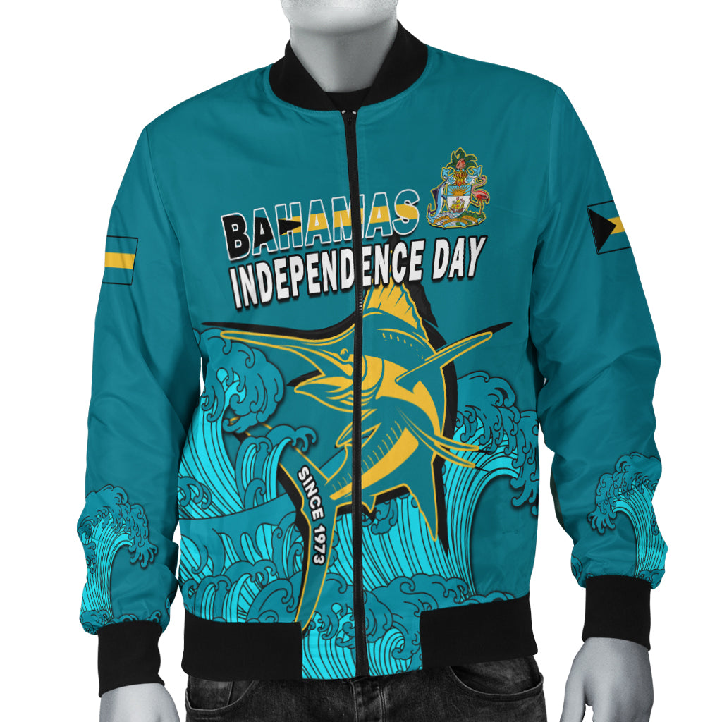 (Custom Personalised) Bahamas Independence Day Bomber Jacket Blue Marlin Since 1973 Style - Shopicos