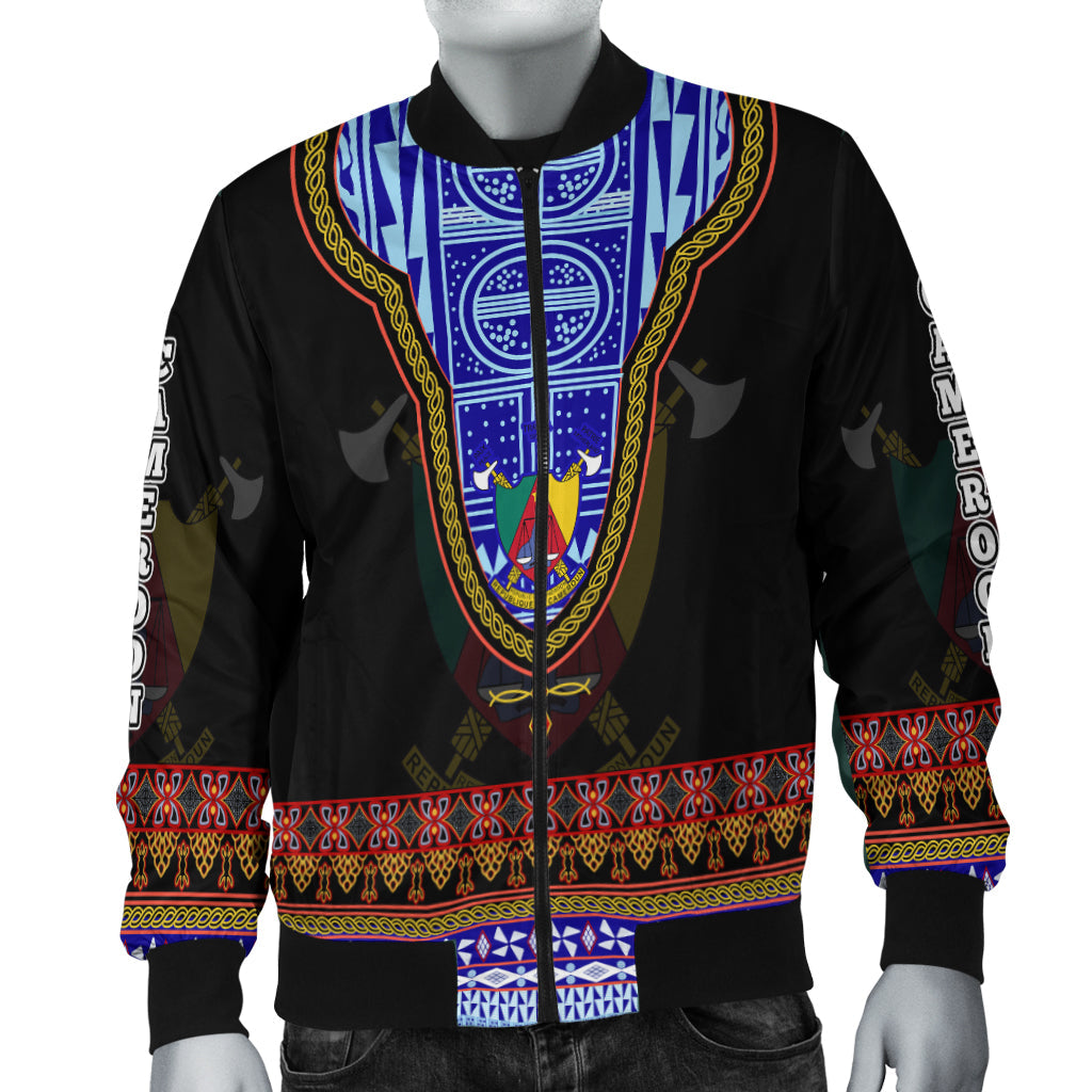 (Custom Personalised) Cameroon Bomber Jacket Atoghu Pattern Black Style - Shopicos
