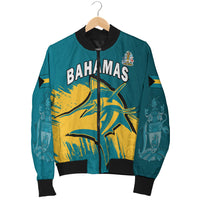 (Custom Personalised) Bahamas Bomber Jacket Blue Marlin With Bahamian Coat Of Arms - Shopicos
