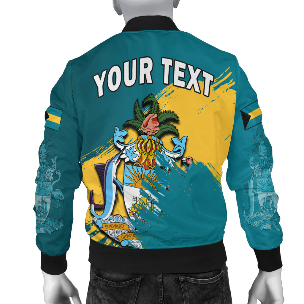 (Custom Personalised) Bahamas Bomber Jacket Blue Marlin With Bahamian Coat Of Arms - Shopicos