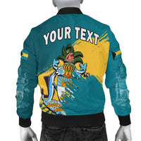 (Custom Personalised) Bahamas Bomber Jacket Blue Marlin With Bahamian Coat Of Arms - Shopicos