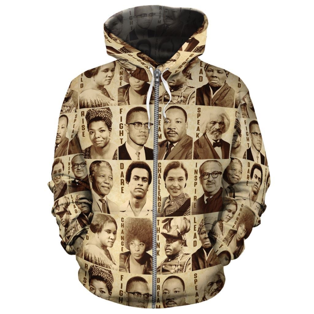 African Hoodie Civil Rights Leaders 3 Zip Hoodie - Shopicos