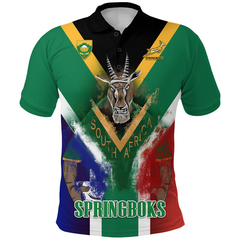 South Africa Springboks Rugby Polo Shirt Bokke Flag Style - Shopicos