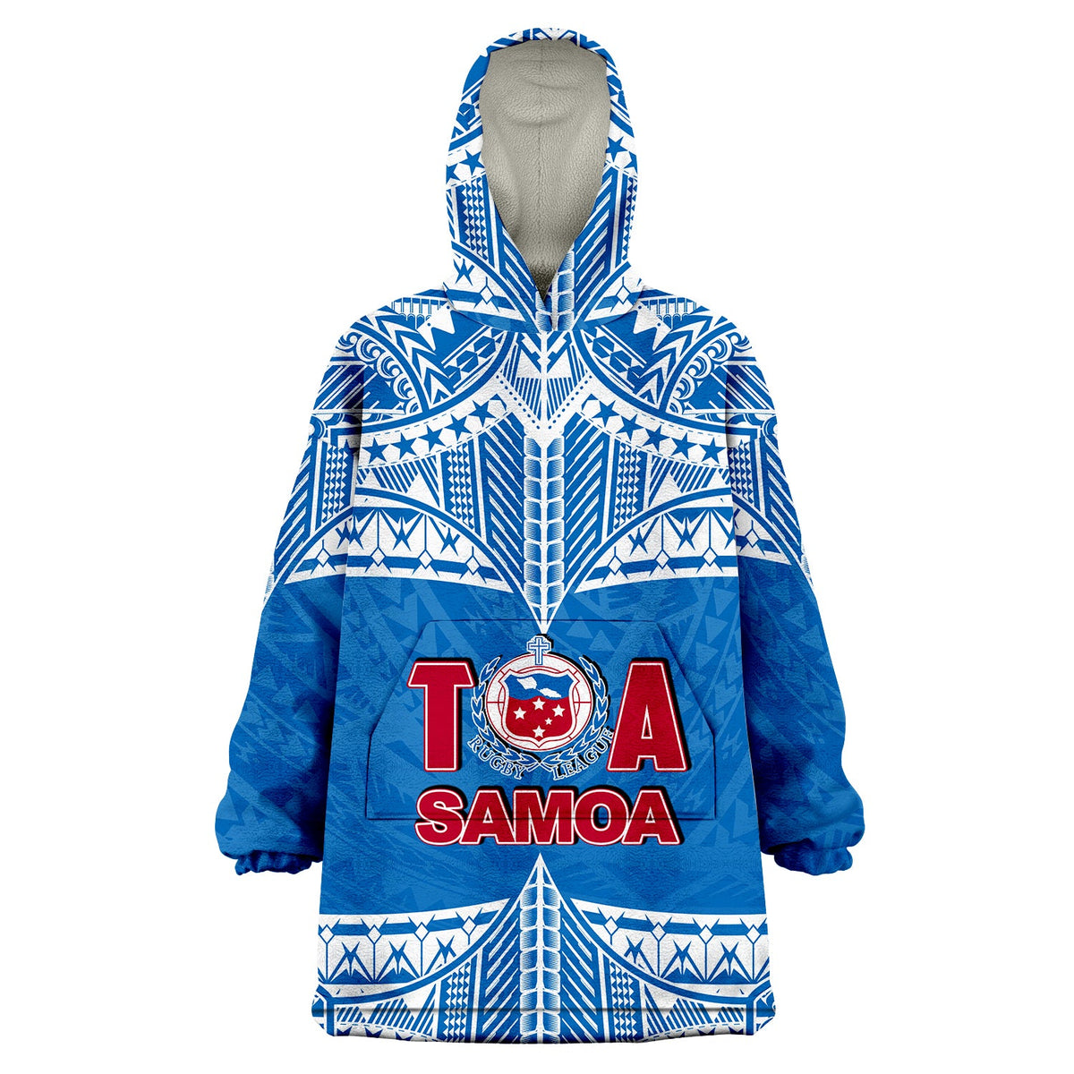Toa Samoa Rugby Wearabla Blanket Hoodie Blue Sky LT6 - Shopicos