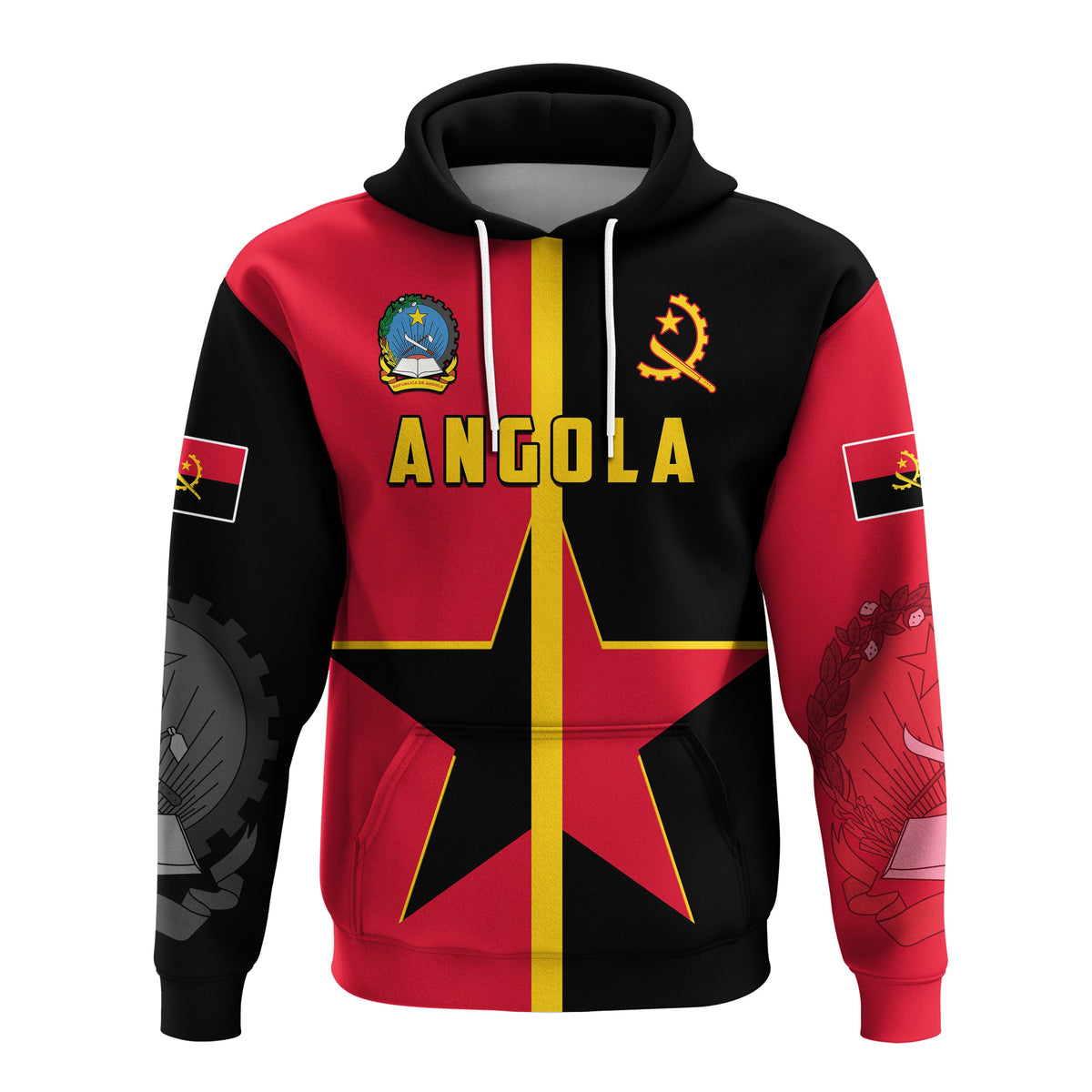 Custom Angola Hoodie Star and Flag Style Sporty 02 LT13 - Shopicos