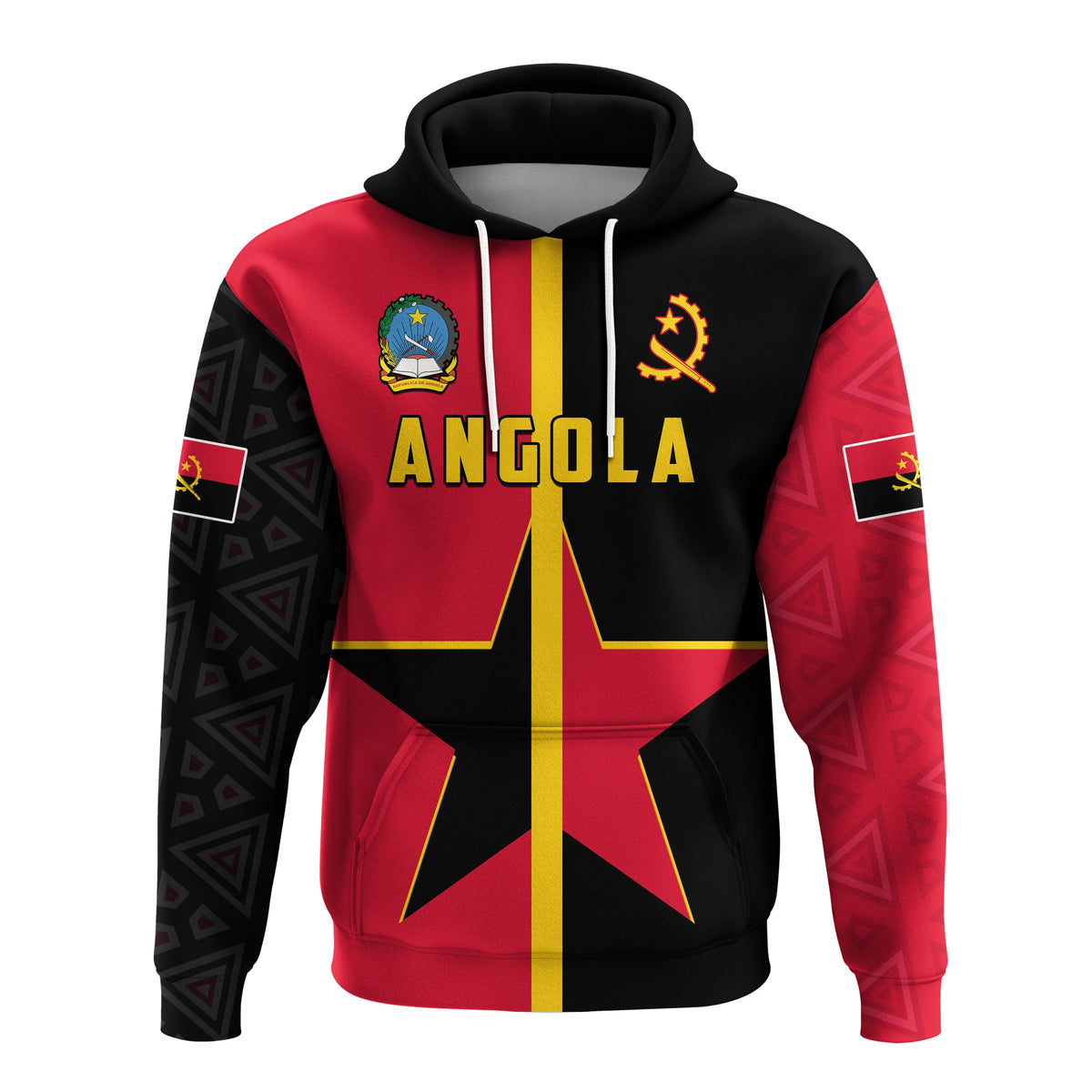 Angola Hoodie Star and Flag Style Sporty LT13 - Shopicos