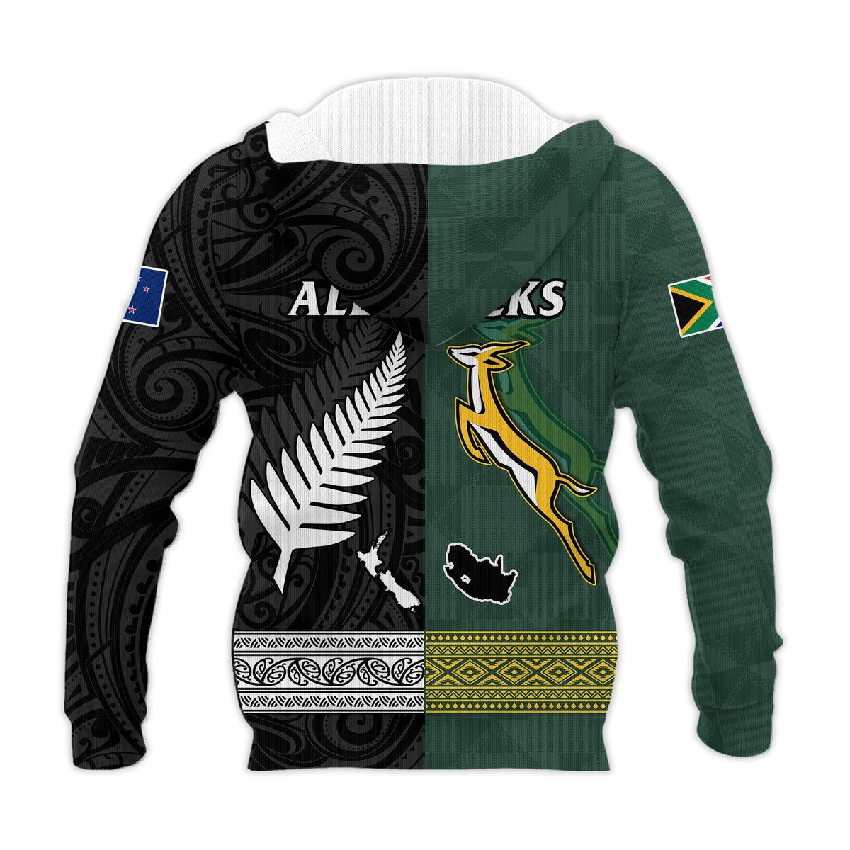 South Africa Protea and New Zealand Fern Hoodie Rugby Go Springboks vs All Black LT13 - Shopicos