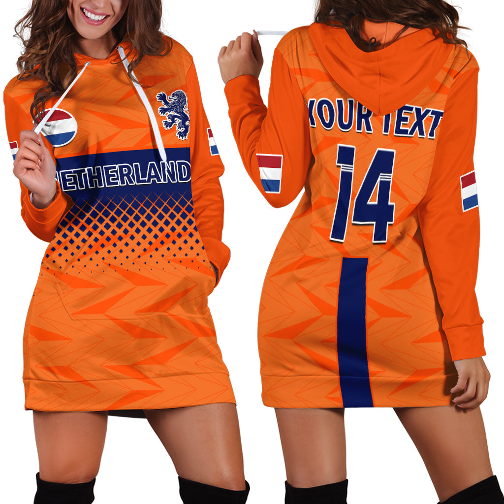 (Custom Text And Number) Netherlands Football Hoodie Dress Holland World Cup 2022 - Shopicos
