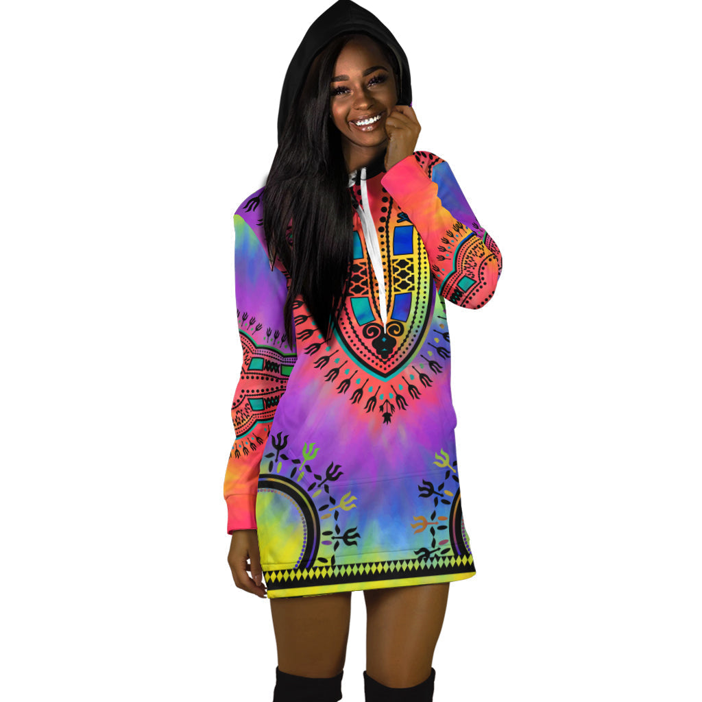 (Custom Personalised) Dashiki Tie Dye Hoodie Dress African Pattern LT13 - Shopicos