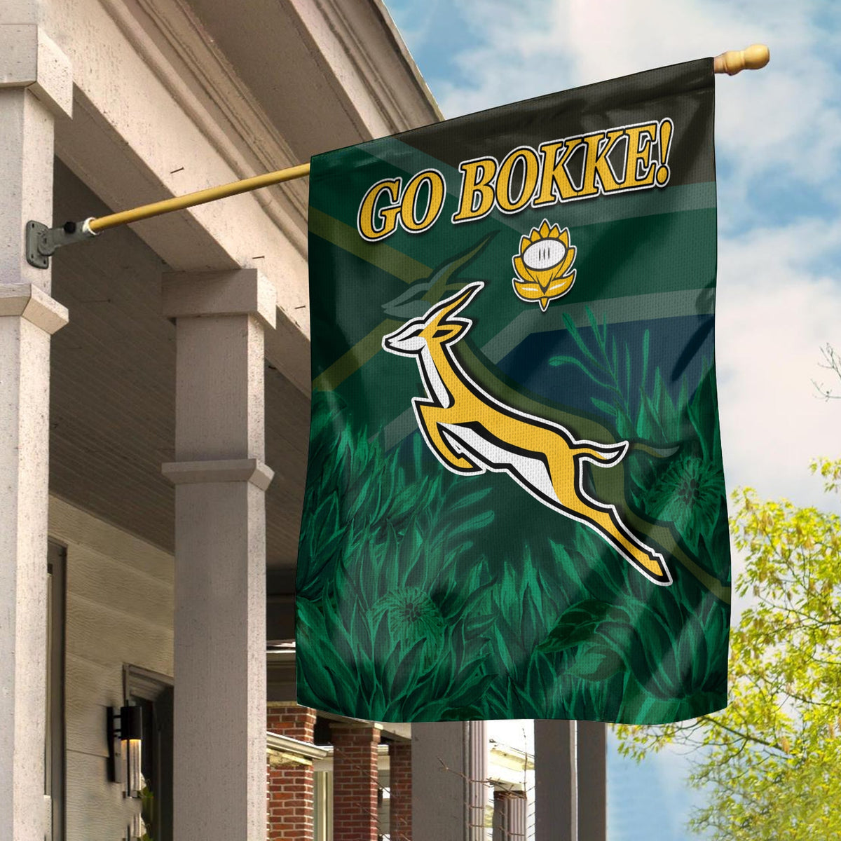 South Africa Rugby Flag Springboks King Protea Go Bokke LT13 - Shopicos