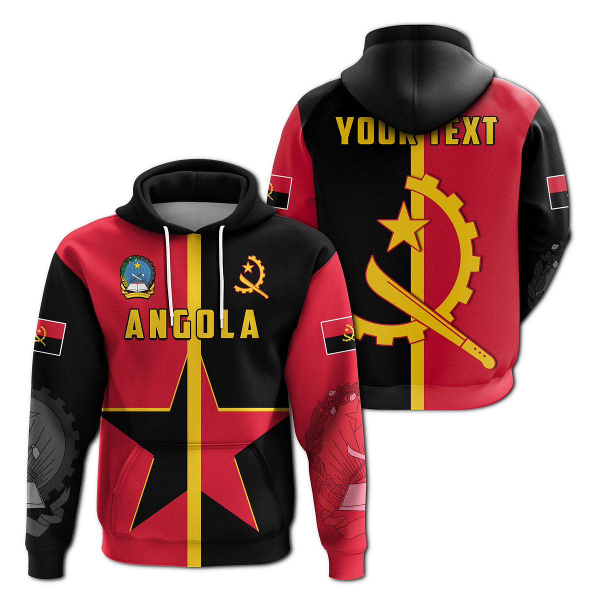 Custom Angola Hoodie Star and Flag Style Sporty 02 LT13 - Shopicos