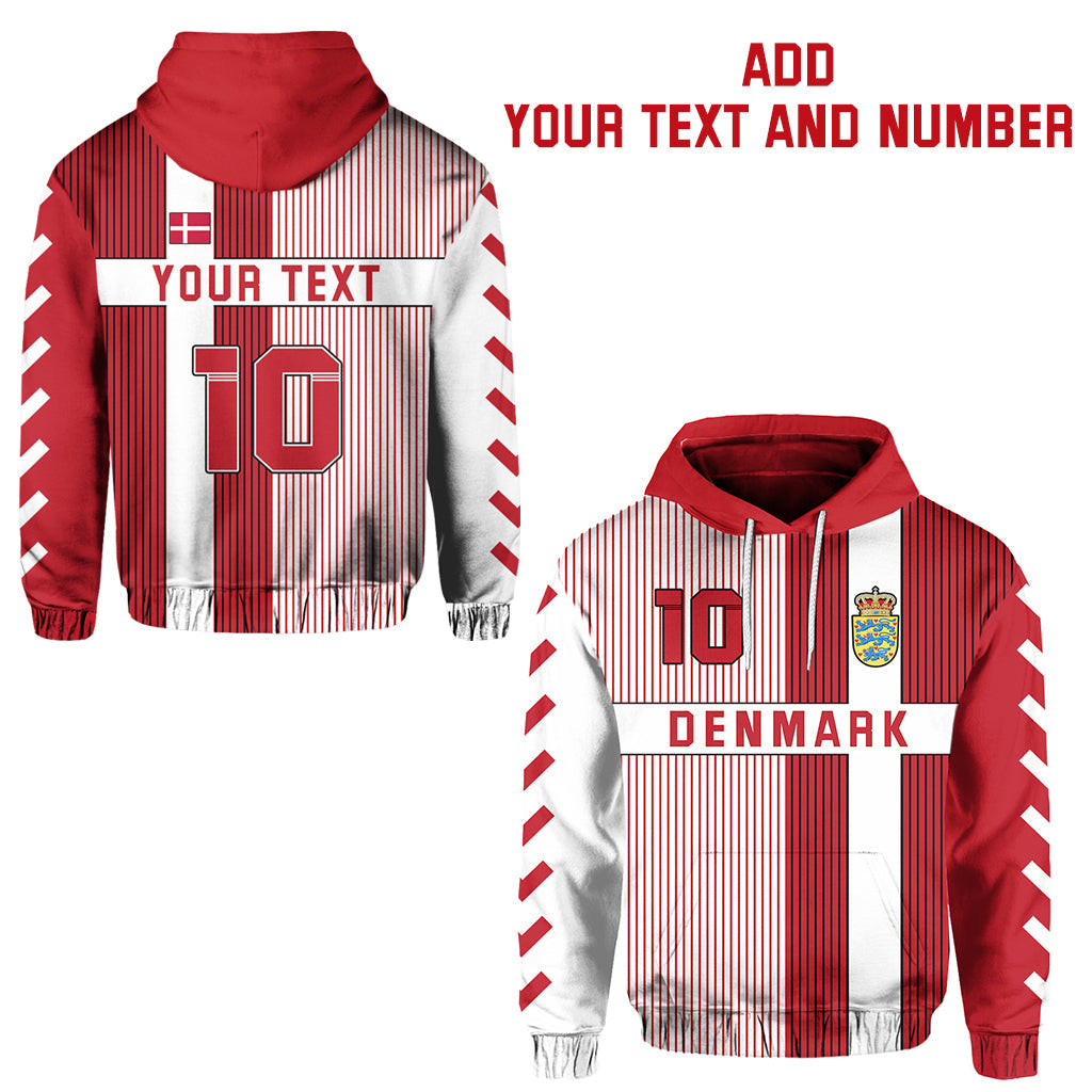 Custom Denmark Football Hoodie Come on Denmark Custom Text and Number LT13 - Shopicos