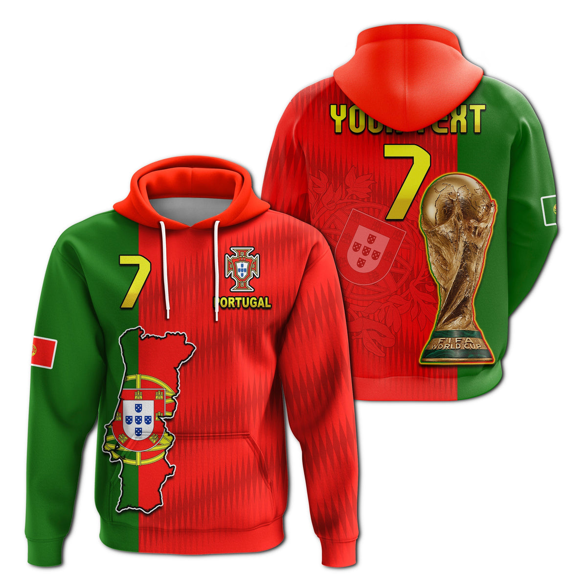 Custom Portugal Football 2022 Hoodie Style Flag Portuguese Champions LT13 - Shopicos