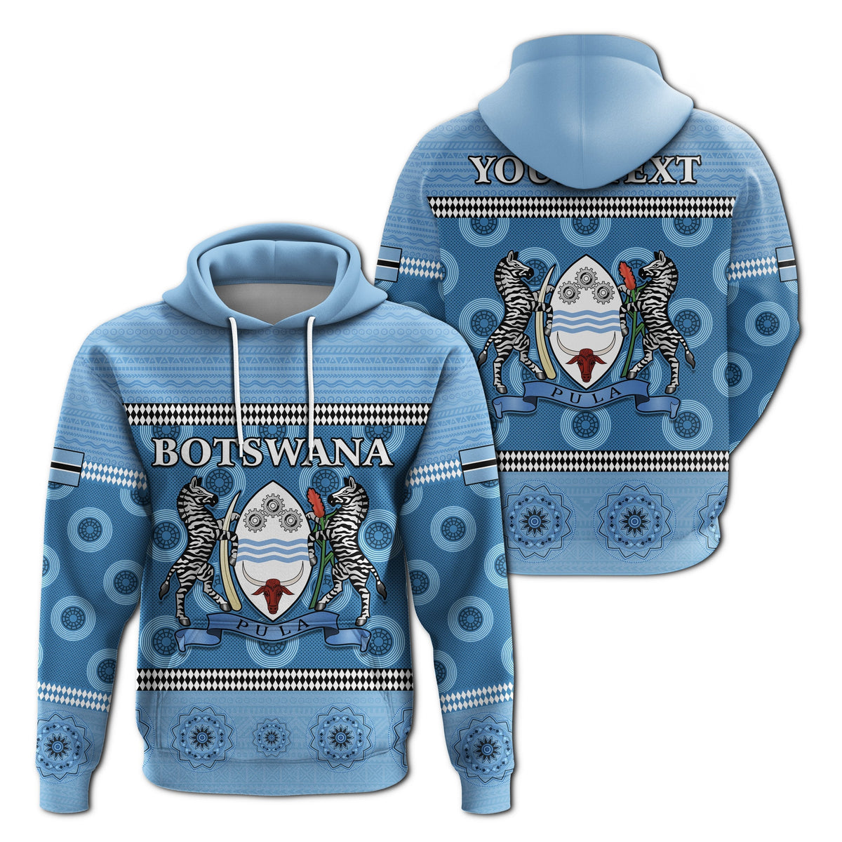 Custom Botswana Hoodie Independence Anniversary Flag and Pattern LT13 - Shopicos