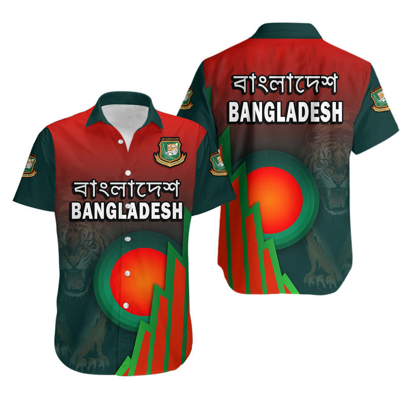 Bangladesh Bangla Tigers Cricket Hawaiian Shirt Tigers and Bangladesh Flag - Shopicos