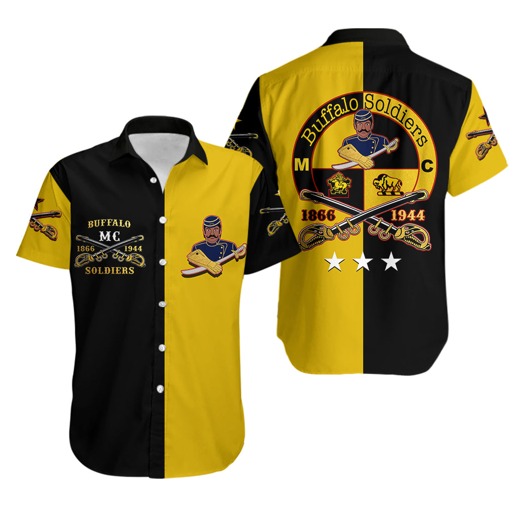 Buffalo Soldiers Hawaiian Shirt Black-Gold Style LT6 - Shopicos
