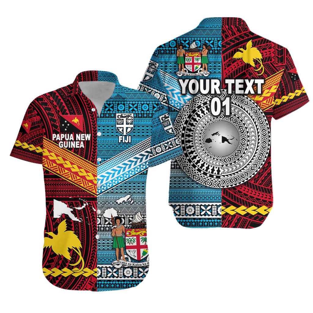 (Custom Personalised) Papua New Guinea Polynesian And Fiji Tapa Together Hawaiian Shirt - Bright Color, Custom Text And Number LT8 - Shopicos