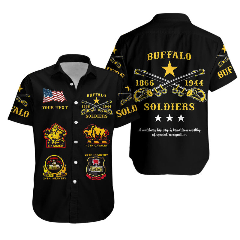 (Custom Personalised) Buffalo Soldiers Hawaiian Shirt African American Military Original Style - Black LT8 - Shopicos