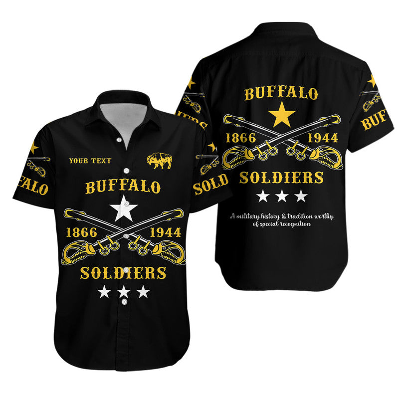 (Custom Personalised) Buffalo Soldiers Hawaiian Shirt African American Military Simple Style - Black LT8 - Shopicos