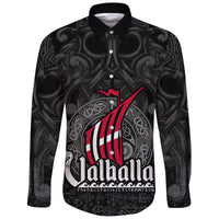 (Custom) Viking Long Sleeve Button Shirt - Denmark Odin And Drakkar RLT12 - Shopicos
