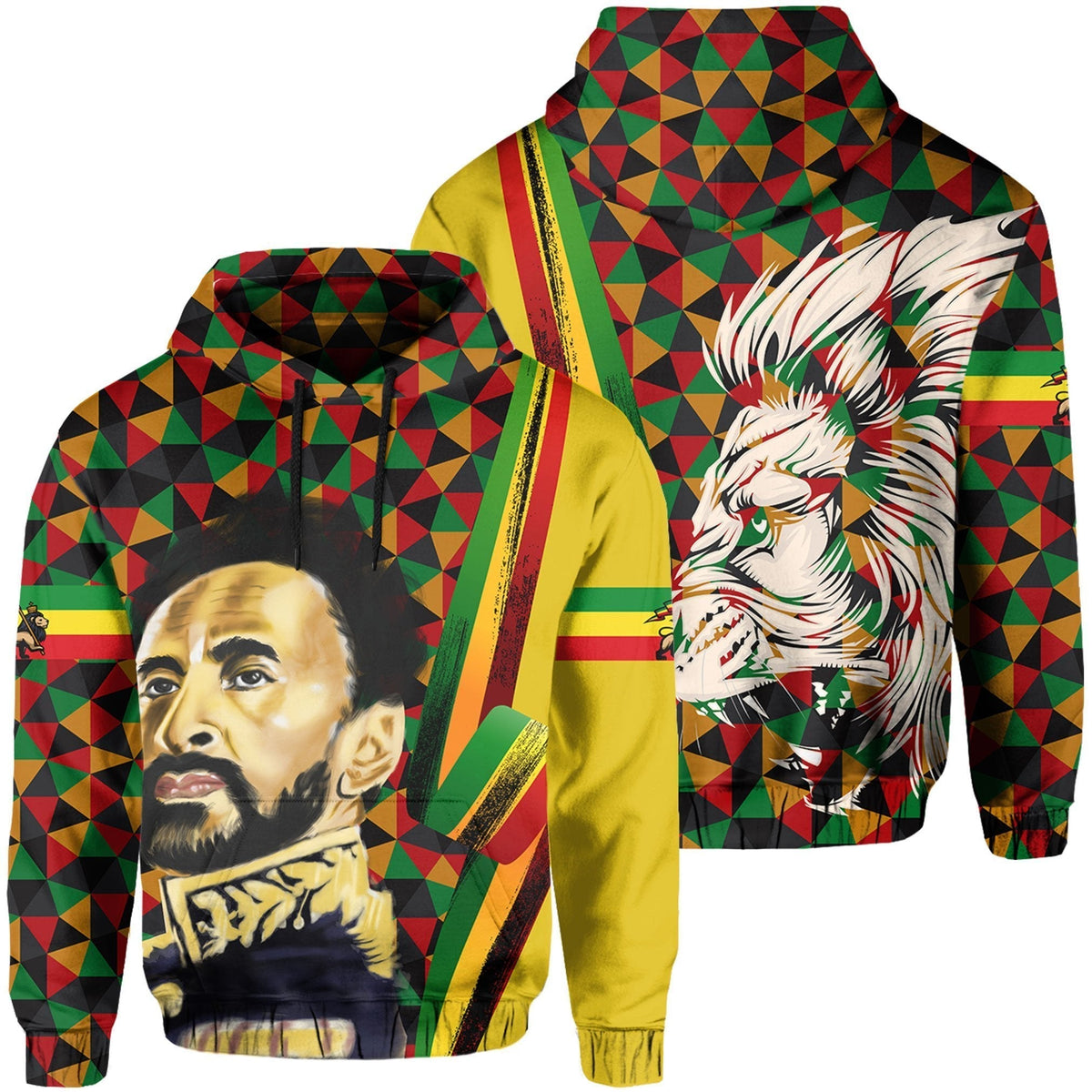 African Hoodie Ethiopia Haile Selassie Hoodie Lion of Judah - Shopicos