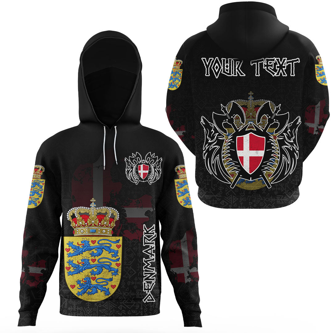Custom Viking Denmark Flag and Map Gaiter Hoodies style Viking Geri and Freki RLT12 - Shopicos