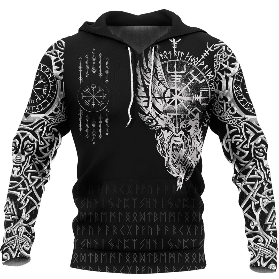 Viking Hoodie Viking Compass Vegvisir Tattoo Hoodie RLT12 - Shopicos