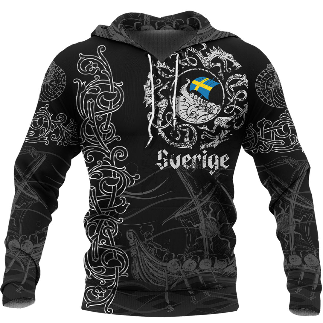 Viking Hoodie Viking Drakkar Sweden Warship Hoodie RLT12 - Shopicos