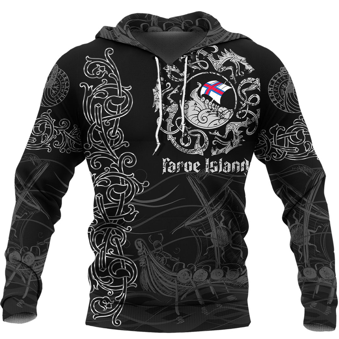 Viking Hoodie Viking Drakkar Faroe Islands Warship Hoodie RLT12 - Shopicos