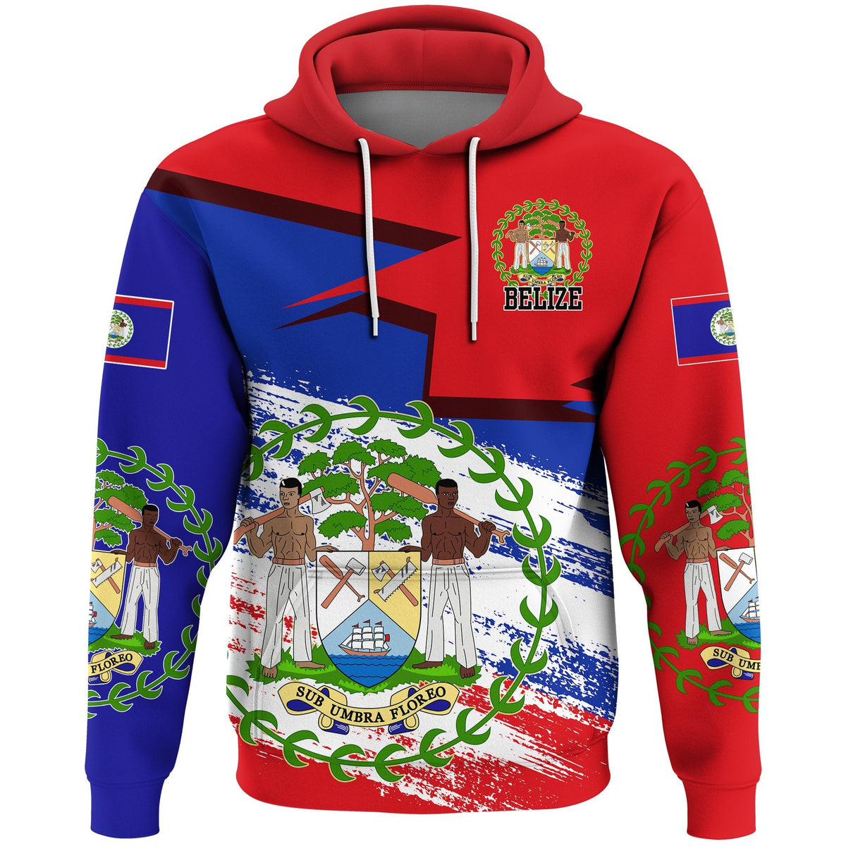 Belize Hoodie Coat of Arms of Belize Flag - Shopicos