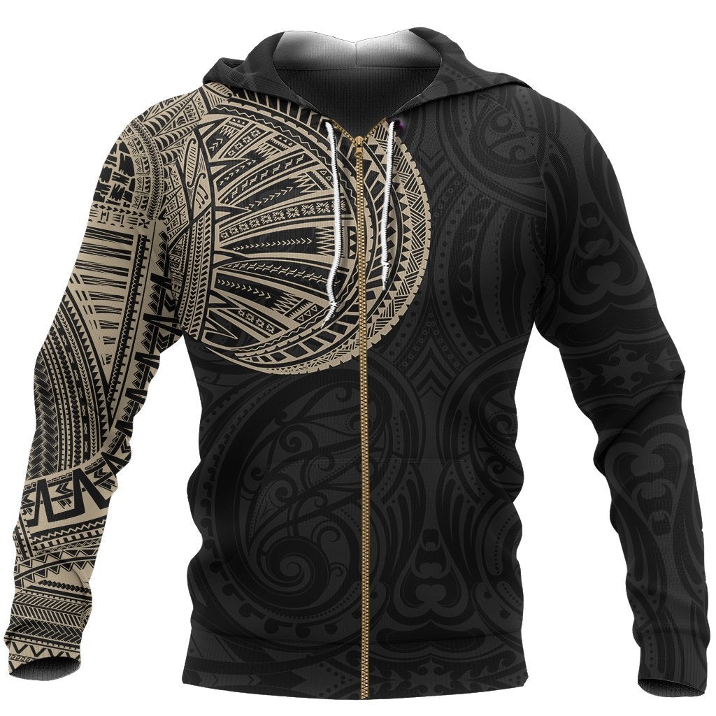Samoa Tribal Zipper Hoodie Maori Tattoo Roman Reigns Zip Hoodie Gold - Shopicos