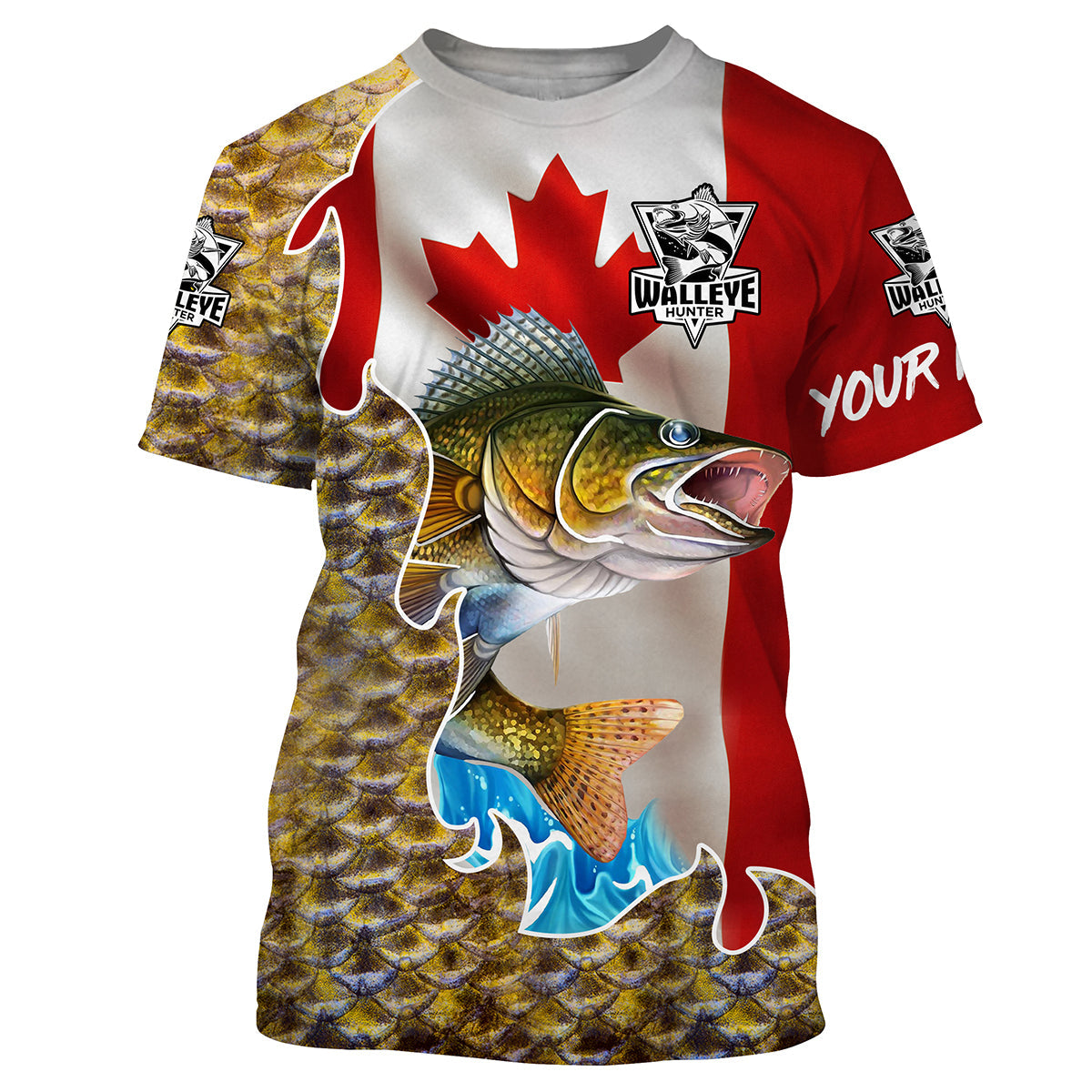 Walleye Fishing Canada Flag Custom Fishing Apparel, Walleye Fishing Jerseys For Fisherman - Shopicos