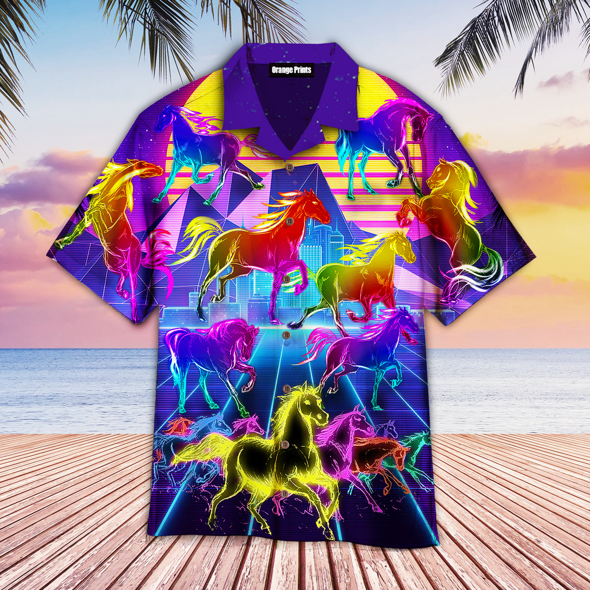 Kentucky Horse Racing Neon Hawaiian Shirt - Shopicos