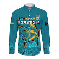 (Custom Personalised) Bahamas Independence Day Long Sleeve Button Shirt Blue Marlin Since 1973 Style - Shopicos