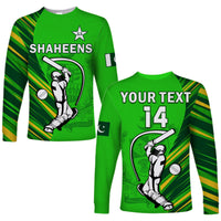 (Custom Text And Number) Pakistan Cricket Long Sleeve Shirt Go Shaheens Simple Style - Shopicos