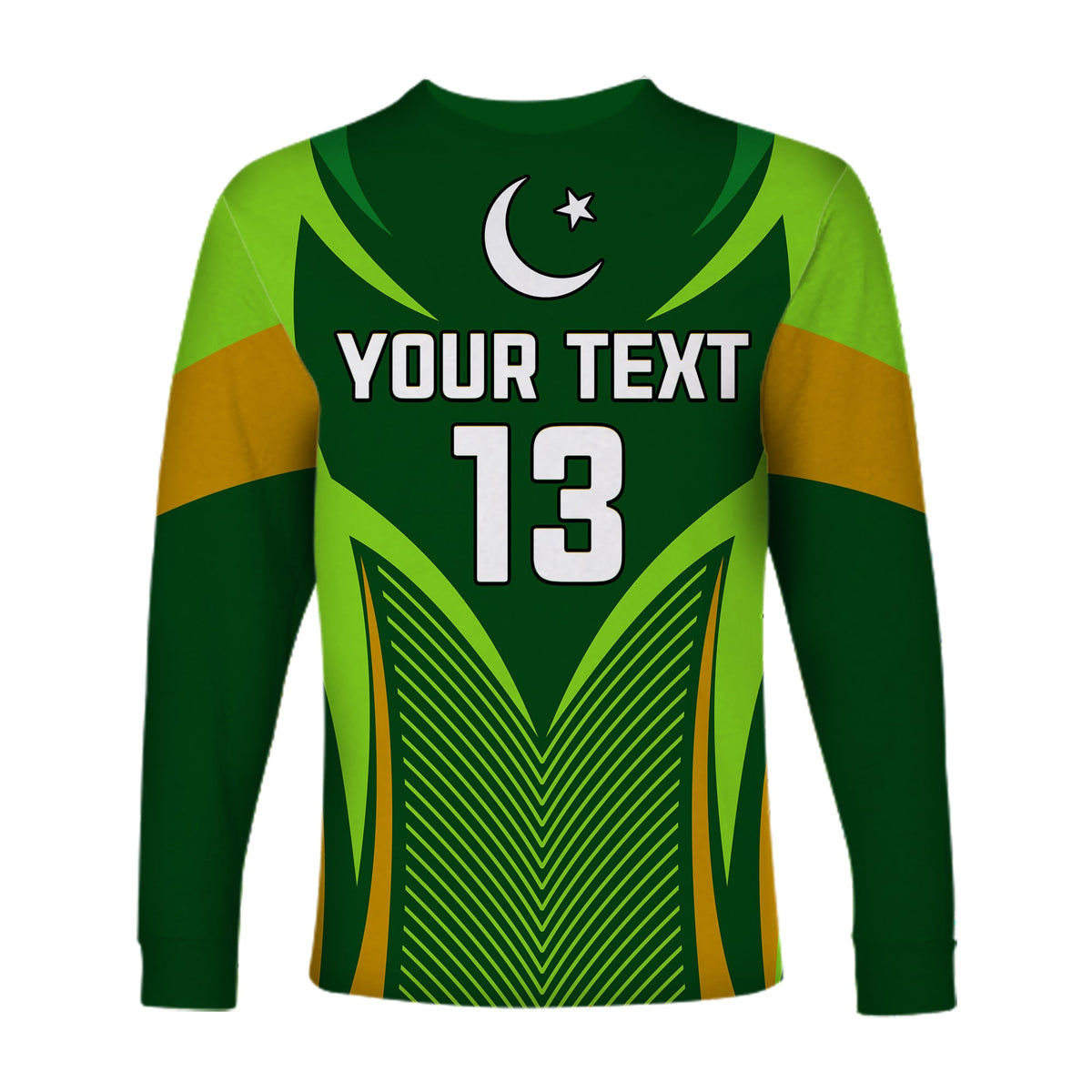 (Custom Text and Number) Pakistan Cricket Long Sleeve Shirt Green Shaheens Champion LT13 - Shopicos