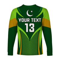 (Custom Text and Number) Pakistan Cricket Long Sleeve Shirt Green Shaheens Champion LT13 - Shopicos