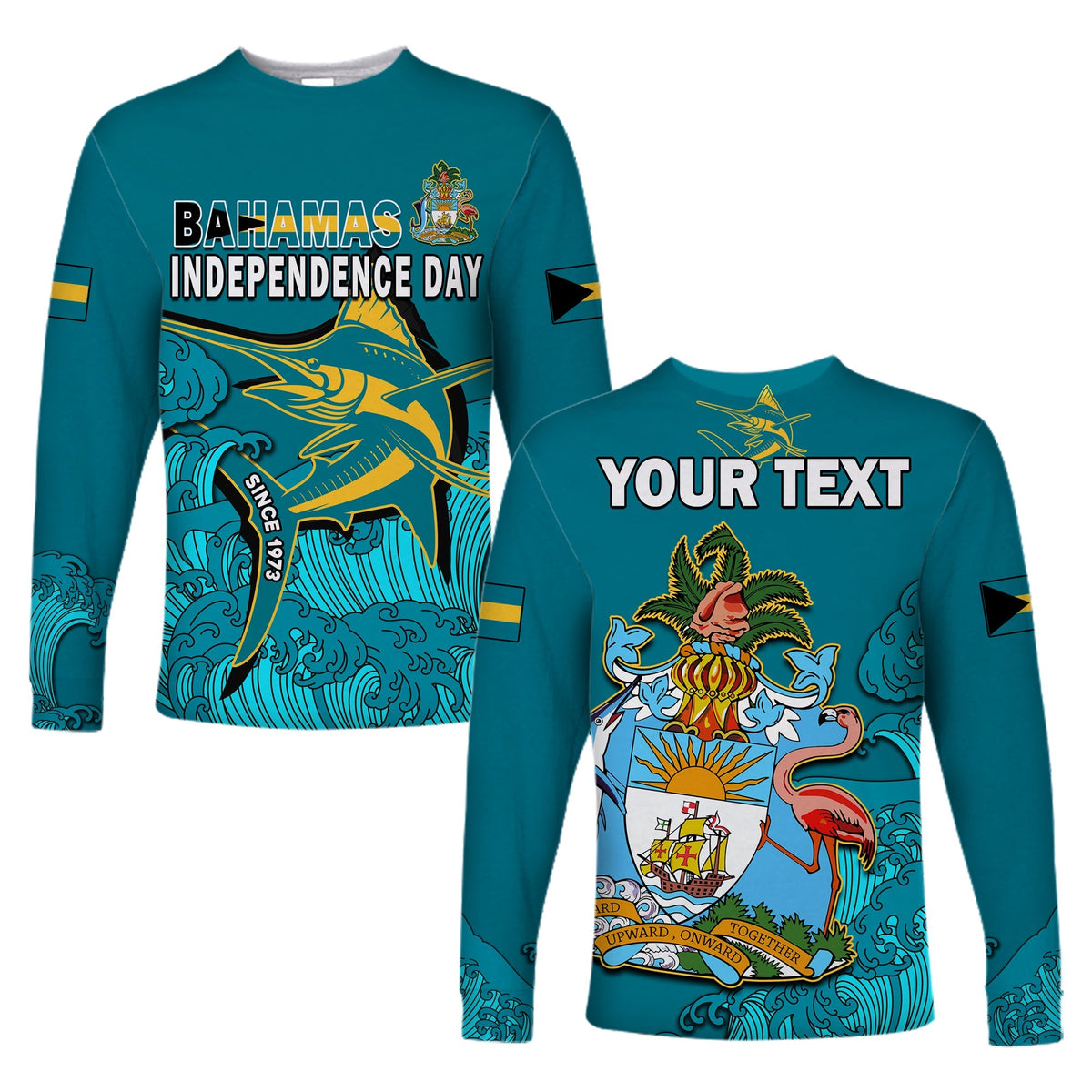 (Custom Personalised) Bahamas Independence Day Long Sleeve Shirt Blue Marlin Since 1973 Style - Shopicos
