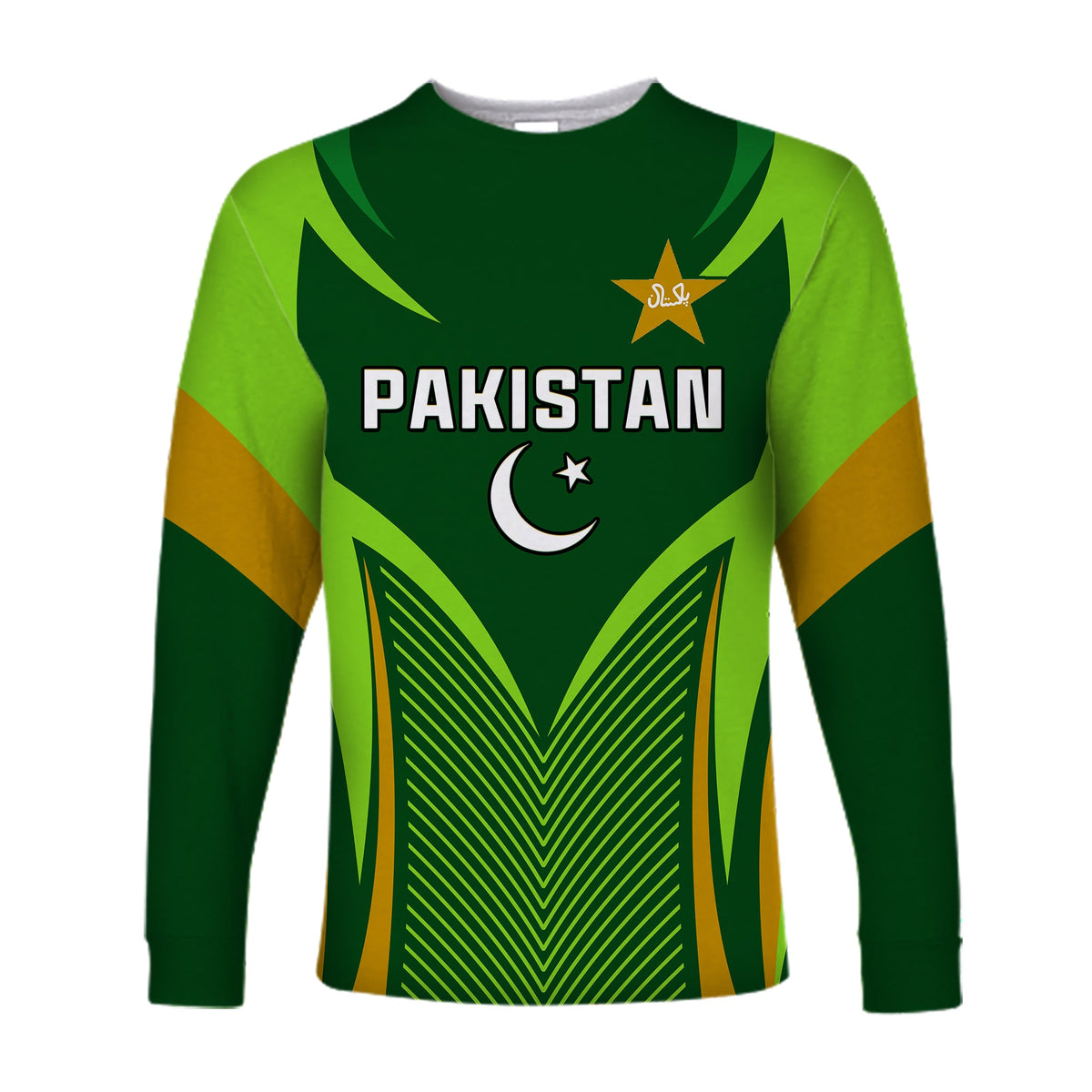 (Custom Text and Number) Pakistan Cricket Long Sleeve Shirt Green Shaheens Champion LT13 - Shopicos