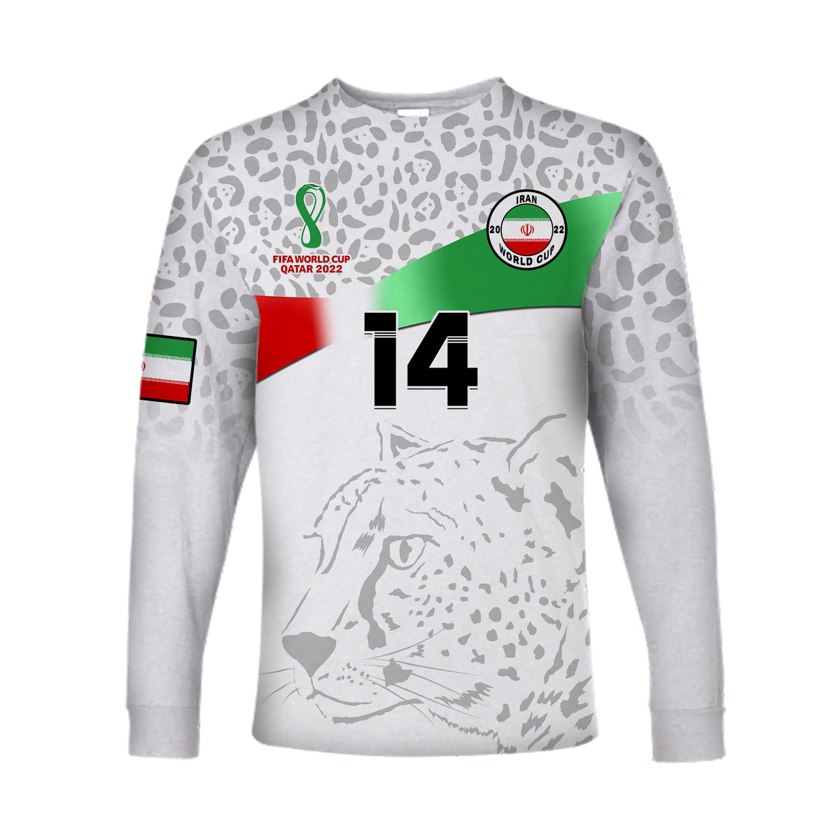 (Custom Text And Number) Iran Football Long Sleeve Shirt Team Melli World Cup 2022 - Shopicos