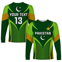 (Custom Text and Number) Pakistan Cricket Long Sleeve Shirt Green Shaheens Champion LT13 - Shopicos