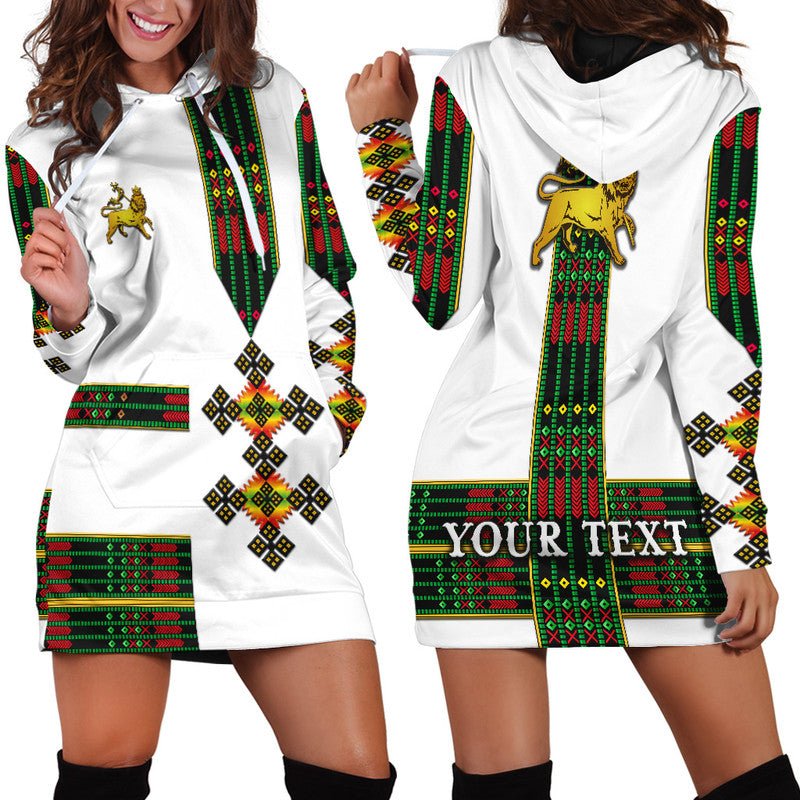 (Custom Personalised) Ethiopia Hoodie Dress Ethiopian Lion Of Judah Simple Tibeb Style - Flag Style LT8 - Shopicos