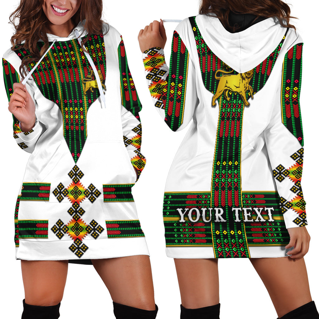 (Custom Personalised) Ethiopia Hoodie Dress Ethiopian Lion Of Judah Tibeb Vibes - Flag Style LT8 - Shopicos