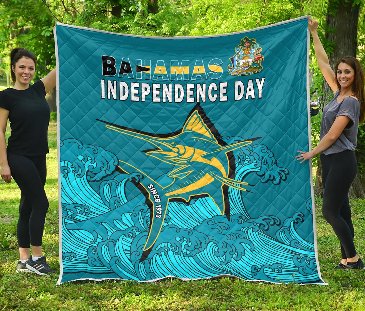 Bahamas Independence Day Premium Quilt Blue Marlin Since 1973 Style - Shopicos