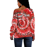 (Custom Personalised) Africa Tie Dye Off Shoulder Sweater Red Fashion LT13 - Shopicos