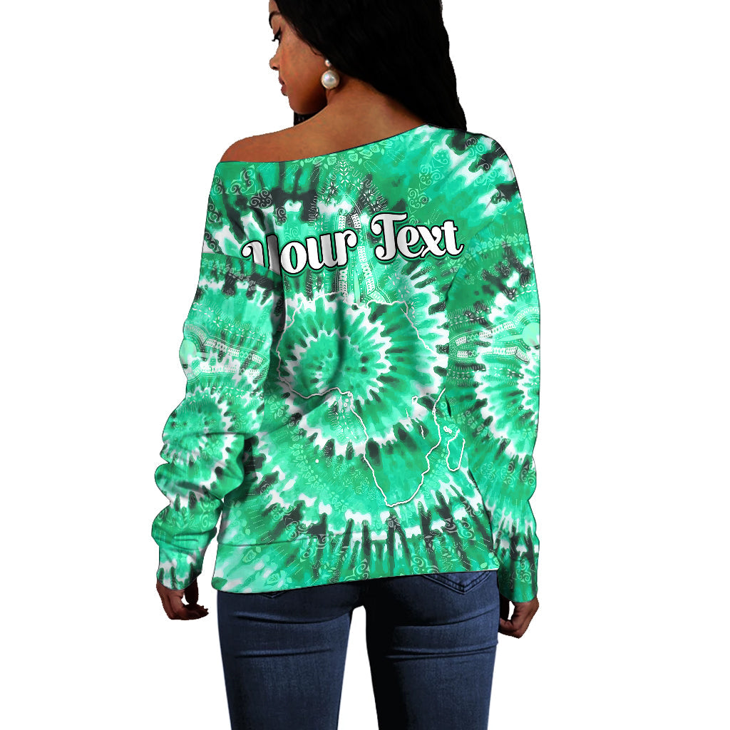 (Custom Personalised) Africa Tie Dye Off Shoulder Sweater Green Fashion LT13 - Shopicos